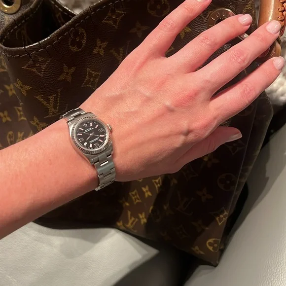 🩷Authentic Rolex Oyster Perpetual Women Watch Stainless Steel Silver Pink Black - Picture 11 of 16